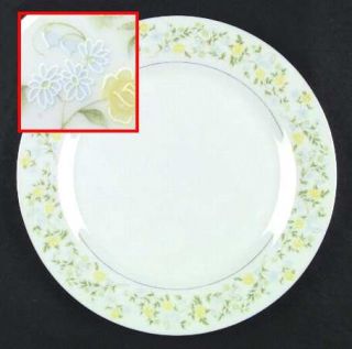 Crown Ming Spring Garden Dinner Plate, Fine China Dinnerware   Yellow & Blue Flo