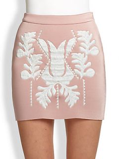 Cynthia Rowley Embroidered Mini Skirt   Pink/White