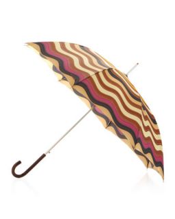 Crook Handle Stripe Umbrella, Brown/Yellow