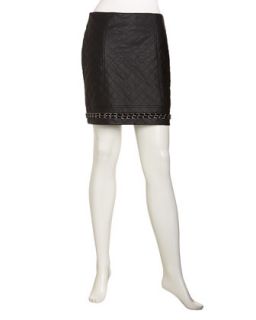 Quilted Pleather Skirt, Black