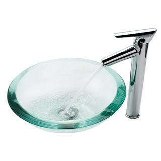 Kraus Bathroom Combo Set Clear Glass Sink And Decus Faucet