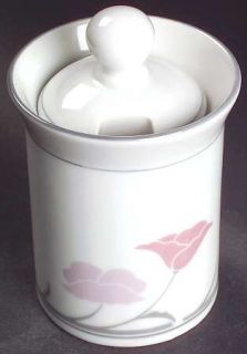 Dansk Belles Fleurs Gray Sugar Bowl & Lid, Fine China Dinnerware   Tivoli,Peach/