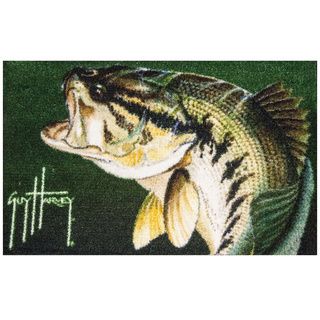 Hand tufted Guy Harvey Largemouth Bass Green Accent Rug (25 X 16)