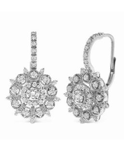 14K Diamond Floral Drop Earrings