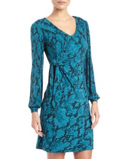 Python Print Side Tie Jersey Dress, Spruce