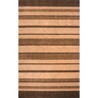 Hand loomed Loft Gabbeh Stripes Brown Wool Rug (96 X 136)