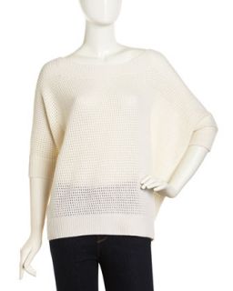 Mesh Cashmere Sweater, White