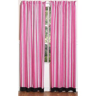Pink And Black Madison Stripe 84 inch Curtain Panel Pair