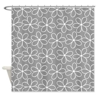  Gray White Daisy Pattern Shower Curtain  Use code FREECART at Checkout