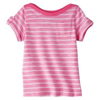 Cherokee Infant Toddler Girls Striped Short Sleeve Tee   Dazzle Pink 5T