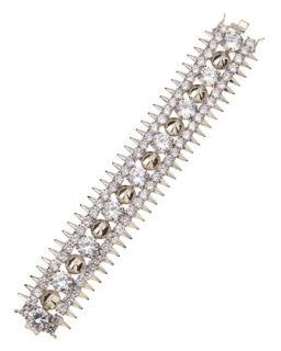 Rhodium Plated Spike Bracelet with Crystals