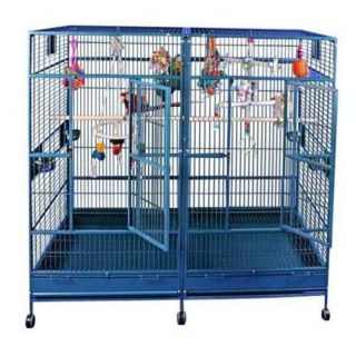 A&E Cage Co. Double Flat Top Macaw Cage Black   8040FLBLACK