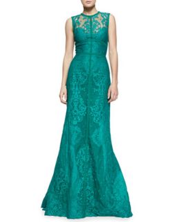 Womens Sleeveless Paisley Lace Gown   Elie Saab