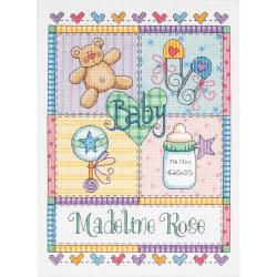 Baby Hugs Baby Square Birth Record Counted Cross Stitch Kit 9x14 14 Count