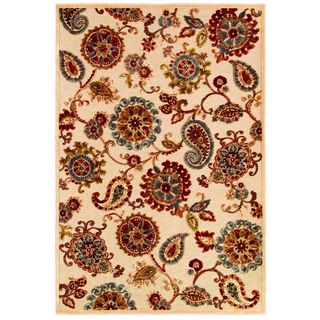 Cire Marlow Antique Cream/ Ruby Power loomed Area Rug (53 X 76)