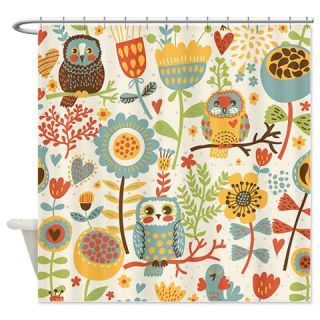  Flowers and Owls Shower Curtain  Use code FREECART at Checkout