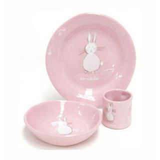 Alex Marshall Studios Three Piece Dish Set BA 100 Design Pink Bunny