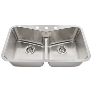 Polaris Sinks P335 18 Low Divide Angled Bowl Stainless Steel Kitchen Sink