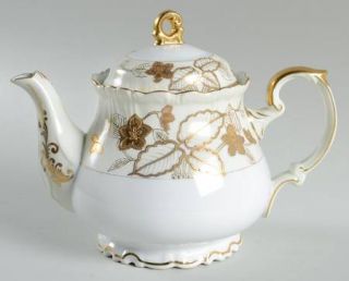 Craftsman (Japan) Anniversary Teapot & Lid, Fine China Dinnerware   Gold Flowers