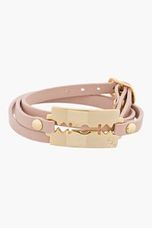 Mcq Alexander Mcqueen Pink Leather Razor Blade Wrap Bracelet