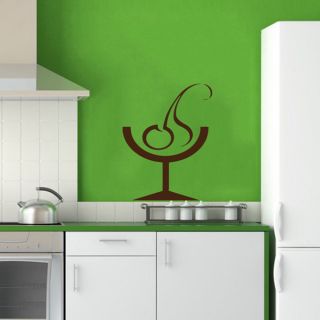 Cocktail Cherry Wall Vinyl Decal Art Sticker (Glossy brownEasy to applyDimensions 25 inches wide x 35 inches long )