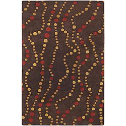 Hand tufted Brown Contemporary Geometric Forum Wool Rug (8 X 11)