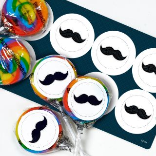 Little Man Mustache Small Lollipop Sticker Kit