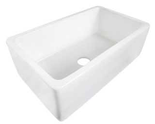 Alfi Brand AB3018B Kitchen Sink, 30 Single Bowl Thick Fireclay Farmhouse w/Smooth Apron Biscuit