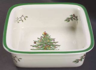 Spode Christmas Tree Green Trim Square Baker, Fine China Dinnerware   Newer Back