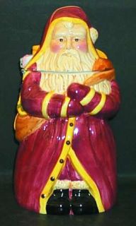 Block China Father Christmas Cookie Jar and Lid, Fine China Dinnerware   Plaid R