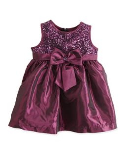 Sequin Bodice Taffeta Dress, Purple, 4 6X