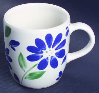 Pfaltzgraff Springwood Mug, Fine China Dinnerware   Stoneware, Blue Flowers, Gre