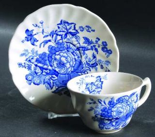 Royal Doulton Kirkwood, The Blue Flat Cup & Saucer Set, Fine China Dinnerware  