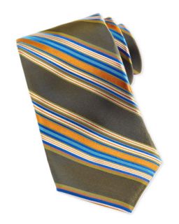 Multi Stripe Silk Tie, Green