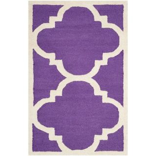 Safavieh Handmade Moroccan Cambridge Contemporary Purple/ Ivory Wool Rug (26 X 4)