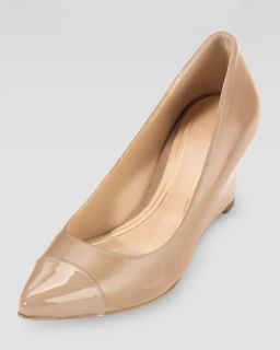 Womens Chelsea Matte Patent Pointy Toe Wedge, Sandstone   Cole Haan