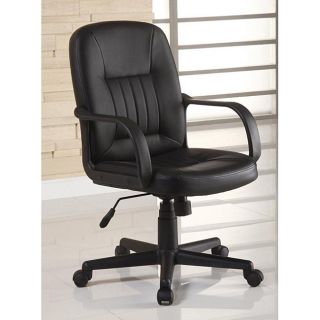 Ergonomic Black Leather Executive Office Chair (BlackMaterials Bonded Leather, hydraulic lift Design Executive and Ergonomic designThick padded seat and backUpholstery LeatherFeatures Pneumatic adjustable hydraulic lift seat height, caster wheels , hi