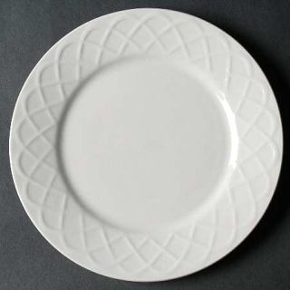 Oneida Picnic Salad Plate, Fine China Dinnerware   All White,Embossed Rim,No Tri