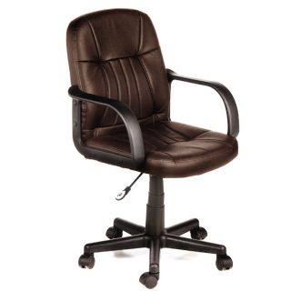 Comfort Products Mid back Leather Office Chair (BrownMolded plastic armrests Materials Leather, nylon, foamWeight capacity 250 poundsSeat size 2.8 inches high x 18.1 inches wide x 17.9 inches deepBack size 20.5 inches high x 18.1 inches wide x 2.8 inc