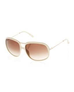 Square Bridge Detail Sunglasses, Ivory