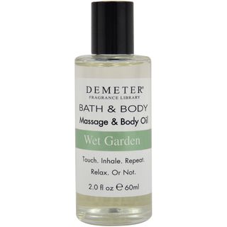 Demeter Wet Garden 2 ounce Massage And Body Oil (2 ounceQuantity One (1)Targeted area BodySkin/hair type All skin typesActive ingredients Caprylic/capric triglyceride, fragrance, simmondsia chinensis (jojoba) seed oil, tocopherol We cannot accept retu