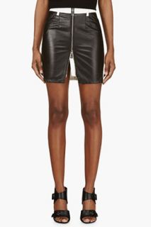Mcq Alexander Mcqueen Black And White Leather_paneled Skirt