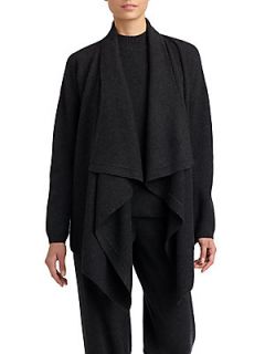 Cashmere Draped Front Long Cardigan
