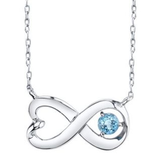 Sterling Silver Infinity Pendant with Blue Topaz   Silver