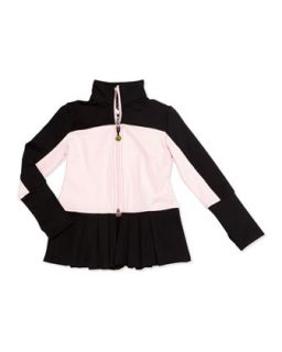 Pleated Two Tone Tech Jacket, Black/Pink, 10 14