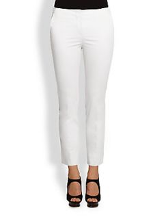 Armani Collezioni Slim Stretch Cotton Pants   Solid White