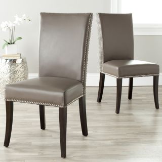 Safavieh Metro Clay Leather Side Chairs (set Of 2) (Clay greyMaterials Birch wood, plywood, bi cast leather fabricFinish EspressoSeat height 20.8 inchesDimensions 40.9 inches high x 20 inches wide x 24.2 inches deepThis product will ship to you in 1 b