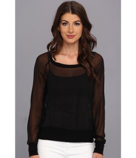 Chaser Chiffon L/S Raglan Womens Long Sleeve Pullover (Black)