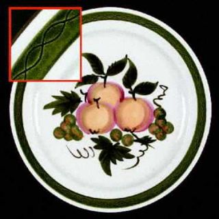 Stangl Apple Delight Dinner Plate, Fine China Dinnerware   Fruit, Green Band