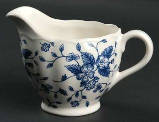 Grindley Bouquet Blue Creamer, Fine China Dinnerware   All Over Blue Flowers & L